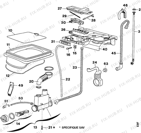 Взрыв-схема стиральной машины Zanussi TL773C - Схема узла Water equipment